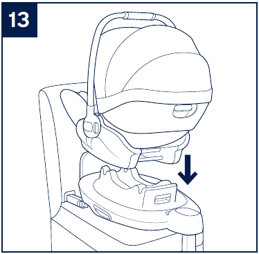 Gebruik - Babydrager aan de base bevestigen - Stap 1