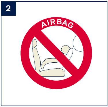 NIET gebruiken in achterwaarts gerichte modus met frontale airbag