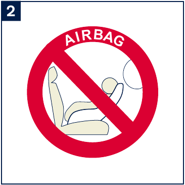 NIET gebruiken in achterwaartse stand met frontale airbag