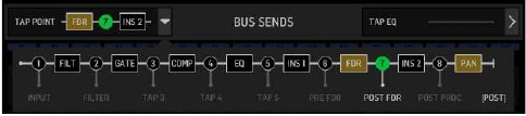 Hoofdschermen - BUS SENDS-sectie van HOME-scherm