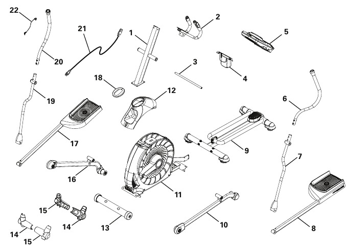 Onderdelenlijst voor de Schwinn 470i Elliptical