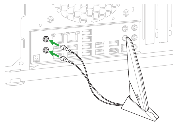 De ASUS Wi-Fi bewegende antenne installeren