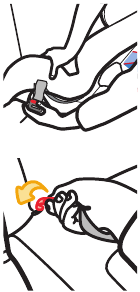 Afbeelding van het ontgrendelen van de onderste LATCH-verankeringsriem.