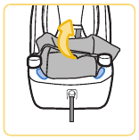 Voorkant van de voering van de autostoel omhoogtrekken