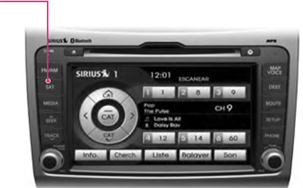 De SIRIUS-radio bedienen - Stap 1