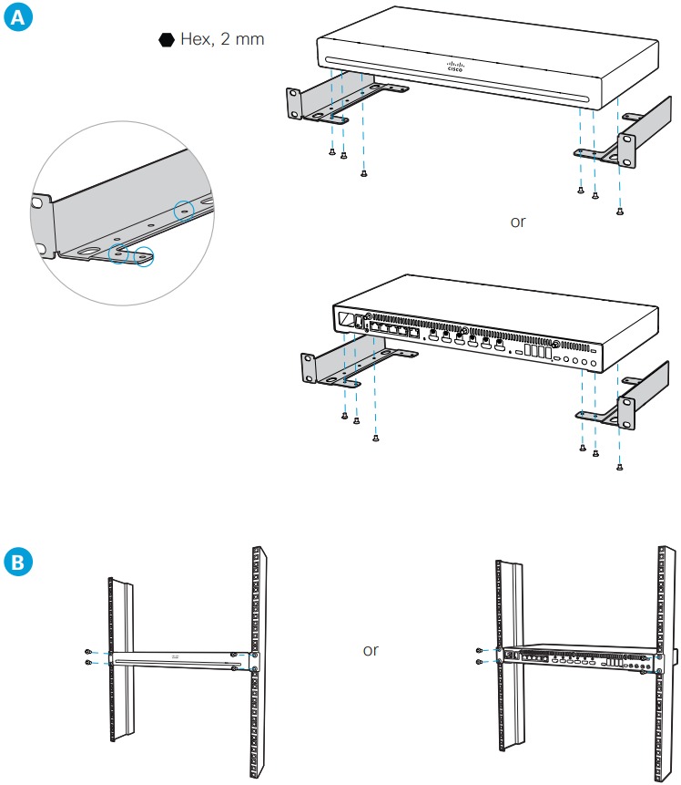 Het product in een rack monteren