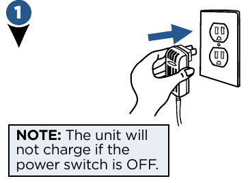 Eerste keer opladen van de batterij: AC/DC-adapter - Stap 1