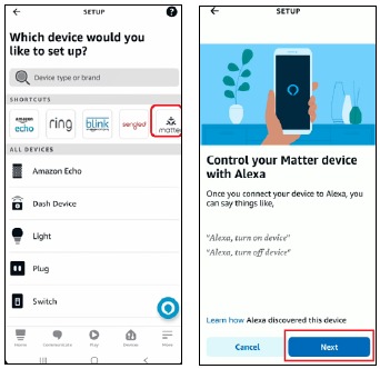 Toevoegen aan Alexa via Matter - Stap 1