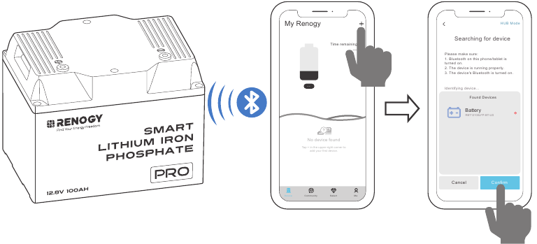 De batterijparameters bewaken via de app