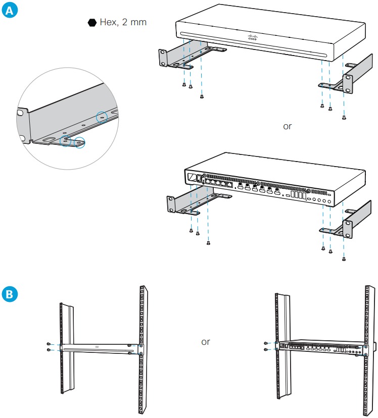 Het product in een rack monteren