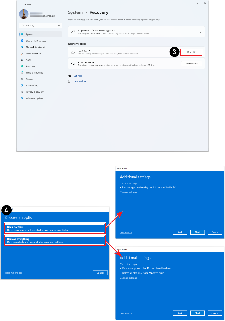Windows 11-bewerkingen - Systeemherstel - Stap 2