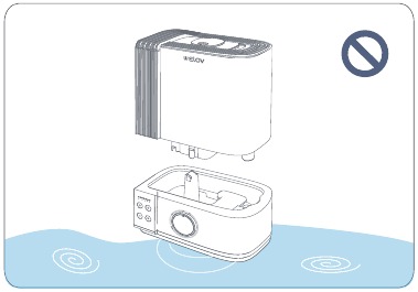 Dompel de basis NIET onder in water