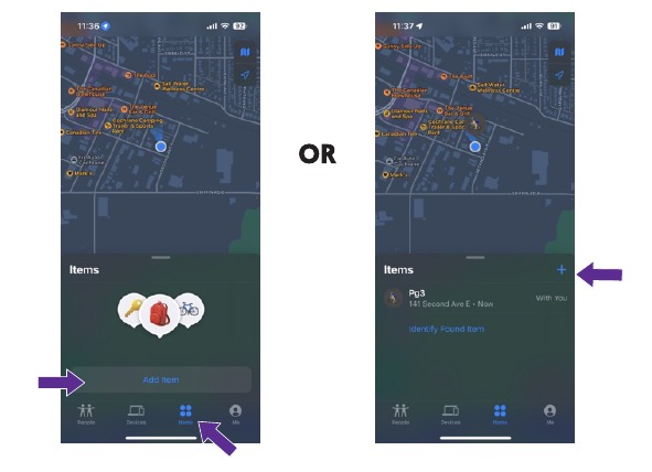 Uw vermogensmeter instellen in de Apple Find My-app - Stap 1