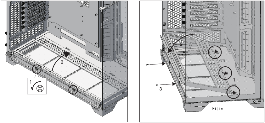 Verwijder de onderste ventilatorbeugel