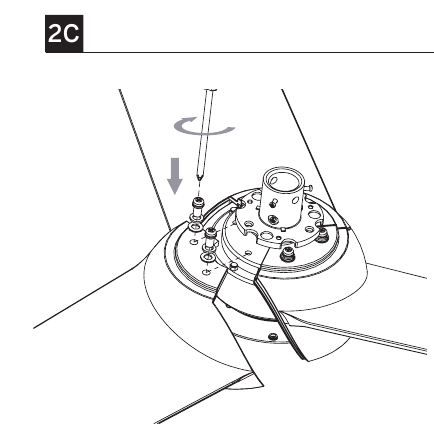 De ventilatorbladen/armen bevestigen - Stap 1