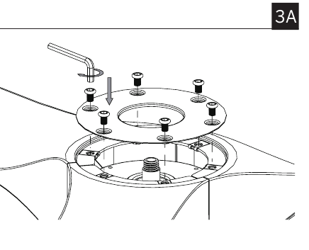 De ventilatorbladen/decoratieve onderconstructie/kap bevestigen - Stap 2
