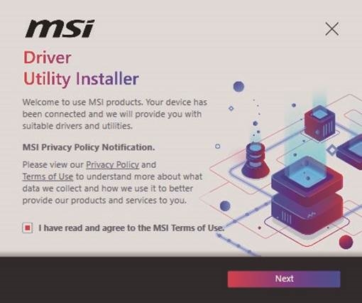 Drivers installeren met MSI Driver Utility Installer - Stap 1