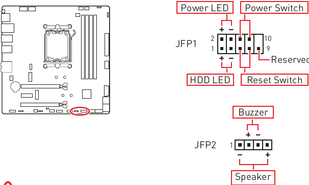 JFP1, JFP2: Connectoren voor het voorpaneel