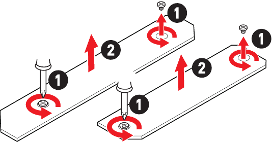 M2_1~2: M.2-sleuven (Key M) - M.2-module installeren - Stap 1