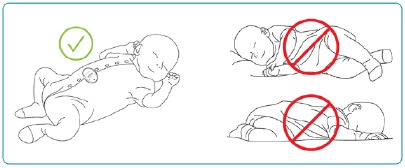 Gebruik het apparaat alleen als de baby in een bewegingloos bed ligt