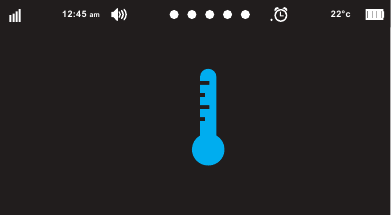 Blauwe thermometer die knippert op het scherm om een ​​lage temperatuur aan te geven