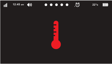 Rode thermometer die knippert op het scherm om een ​​hoge temperatuur aan te geven
