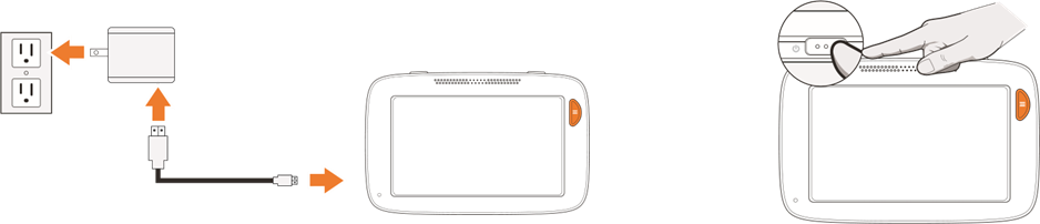 STROOM AANSLUITEN OP DE MONITOR/BATTERIJ OPLADEN