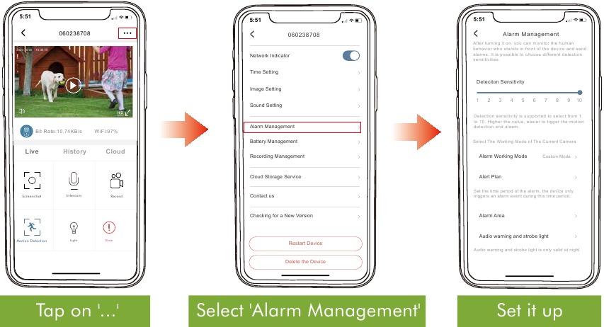 Alarm instellen voor lichaamsdetectie