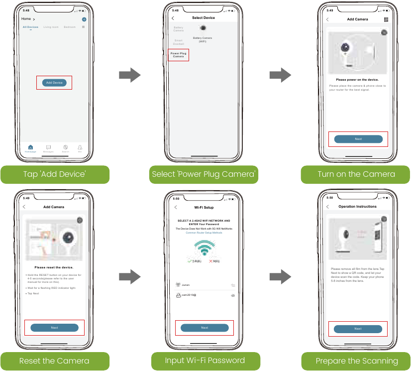 Camera verbinden met de app - Stap 1