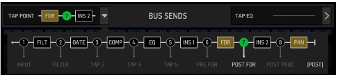 Hoofdschermen - BUS SENDS-sectie van het HOME-scherm