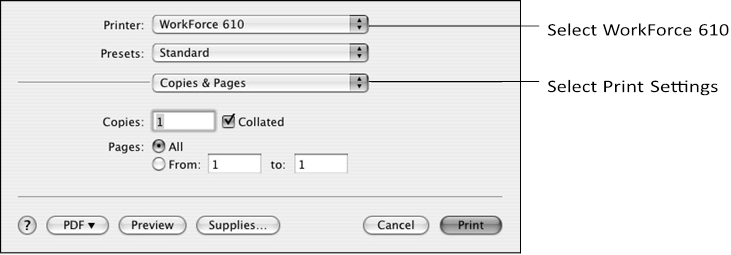 Afdrukken met een Mac - Mac OS X 10.3 en 10.4 - Stap 2