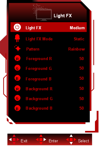 OSD-instelling - Light FX