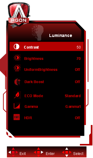 OSD-instelling - Luminantie