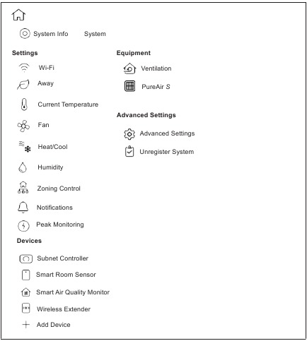 Instellingenmenu