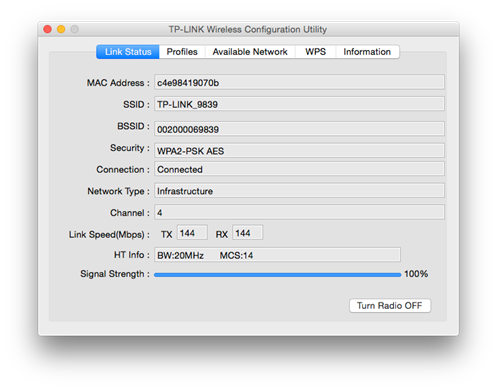 Mac OS X - Beheer - Linkstatus