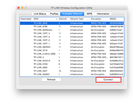 Mac OS X - Draadloos netwerk - TP-LINK-hulpprogramma - Stap 1