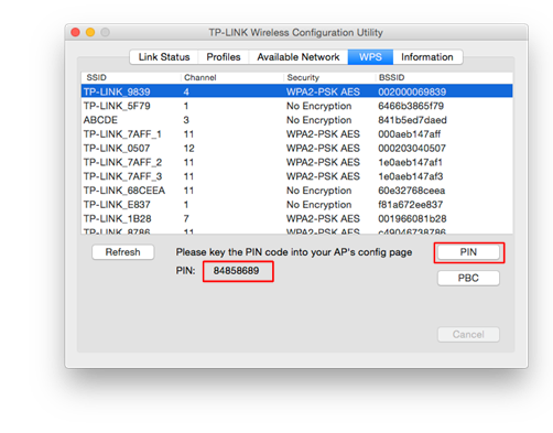 Mac OS X - Draadloos netwerk - WPS - Stap 5