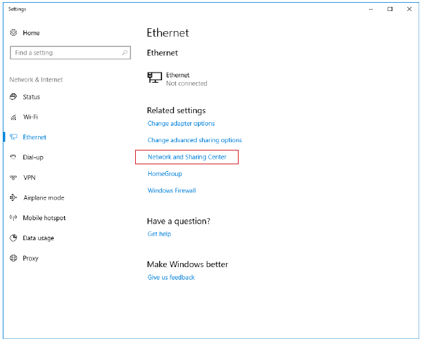 Netwerkverbinding (Win10) - Bedraad netwerk - Stap 1