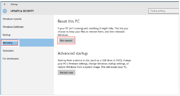 Systeemwerking - Deze pc opnieuw instellen - Stap 1