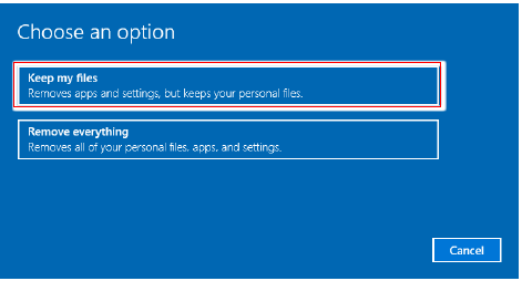 (Win10) - Deze pc opnieuw instellen - Mijn bestanden behouden - Stap 1