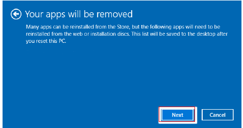 (Win10) - Deze pc opnieuw instellen - Mijn bestanden behouden - Stap 2