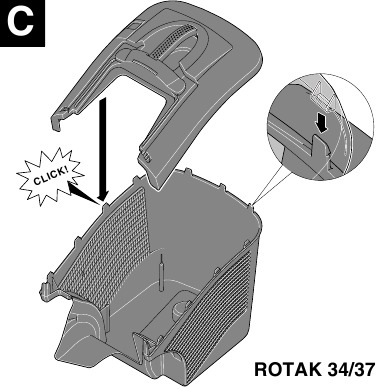 Klik de grasopvangbak in elkaar - ROTAK 34/37