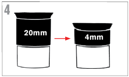 Verwisselen naar een 4 mm-oculair