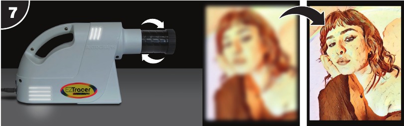 Gebruik - Stap 7 - Draai aan de lens om scherp te stellen