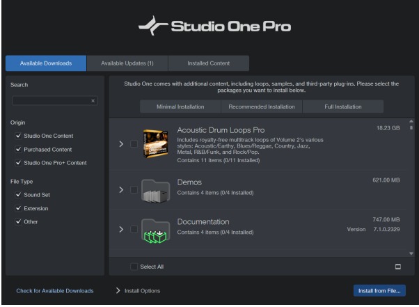 De companion-content van Studio One Pro installeren