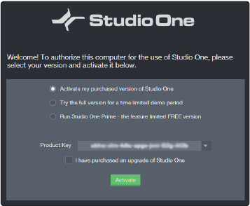 Aan de slag - Studio One activeren
