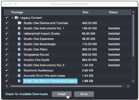 Studio One Bundled-content installeren