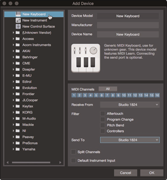 Installatie externe MIDI-keyboardcontroller - Stap 2