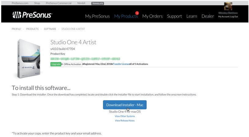 De Studio One-installer downloaden en uitvoeren