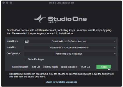 Gebundelde content voor Studio One Artist installeren